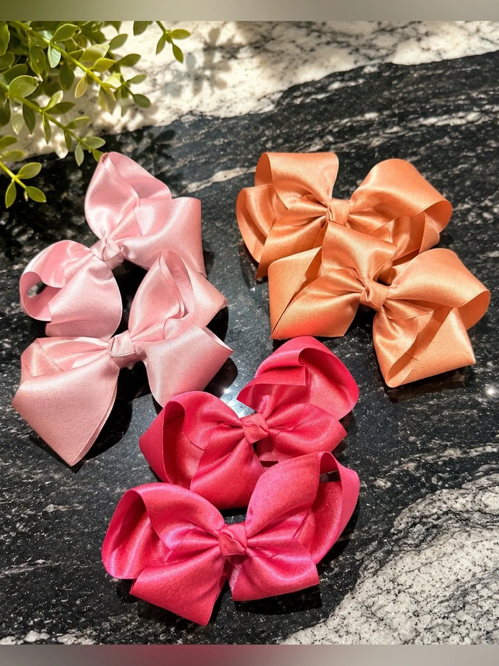 Girls Bow Hair Clips for Kids - Pink, Peach & Hot Pink - Set of 6
